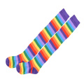 One set wholesale striped fashion kids rainbow knee high socks with gloves